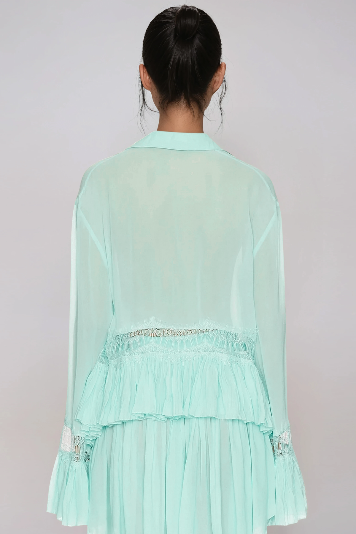 Henrik Lace Tie Up Ruffle Shorts Set In Blue