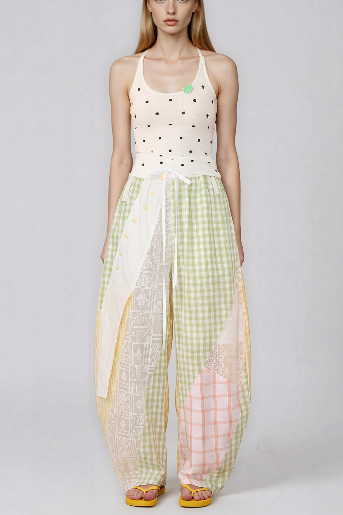 Henrikki Grid Patchwork Pants