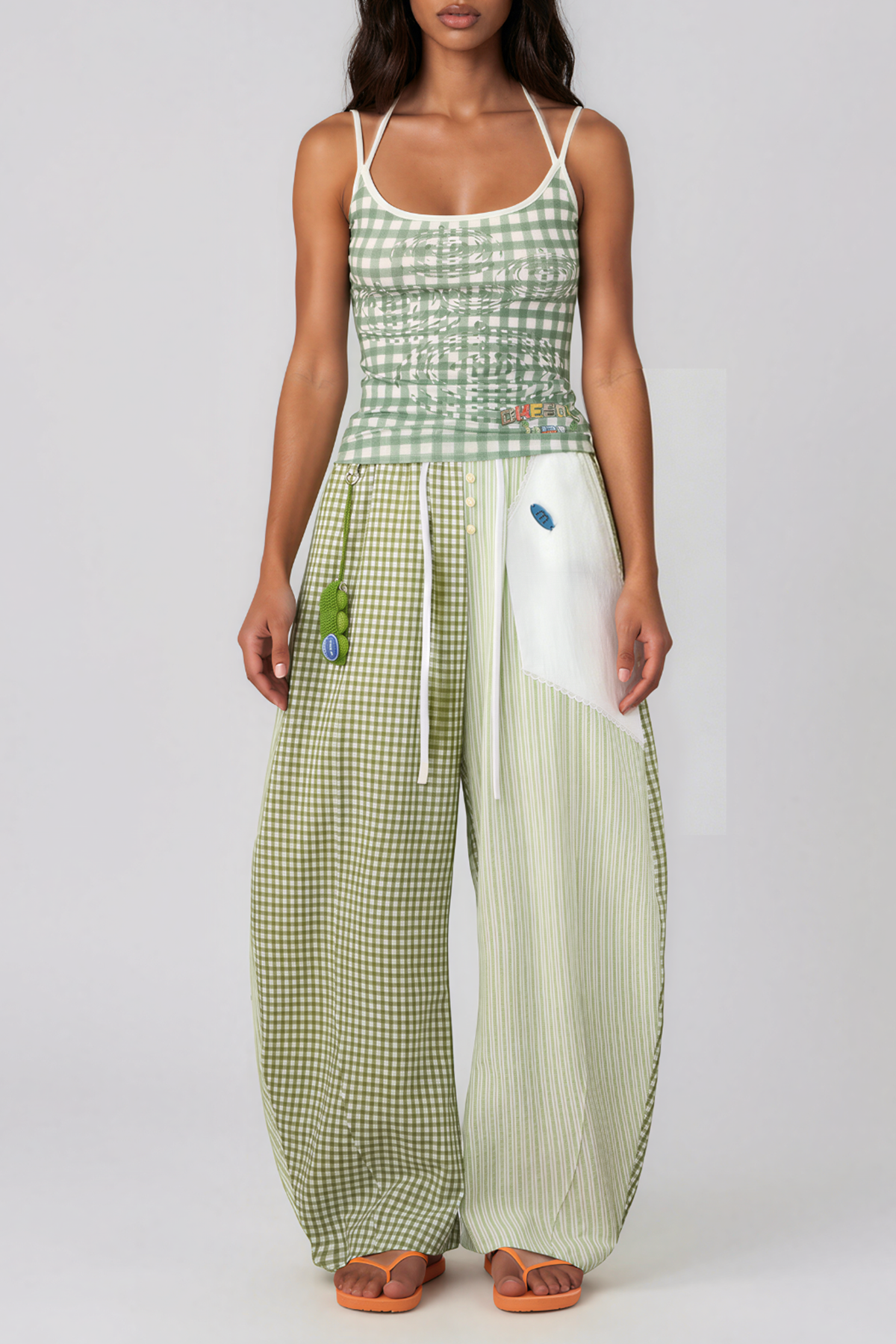 Henrikki Grid Stripe Baggy Pants