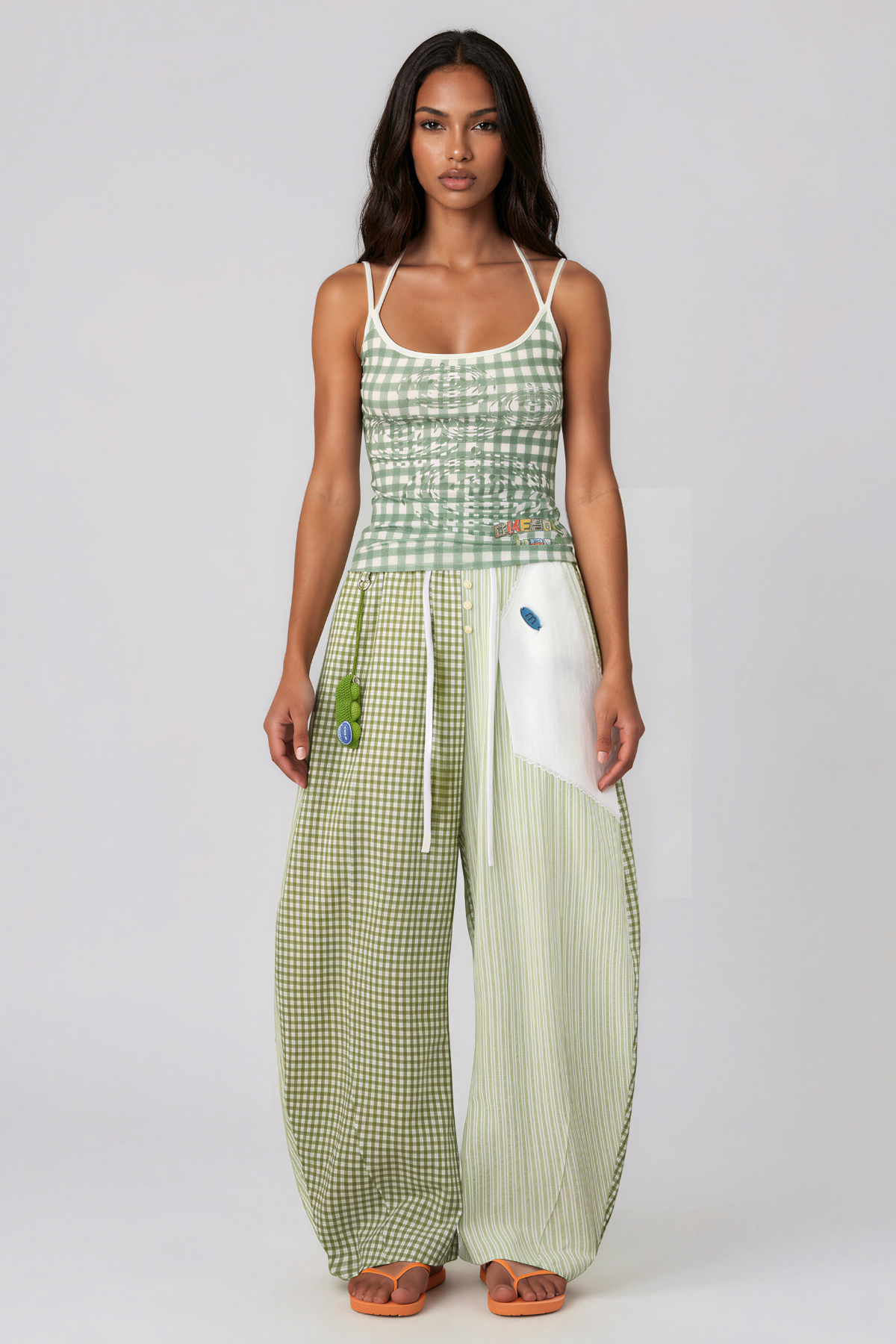 Henrikki Grid Stripe Baggy Pants