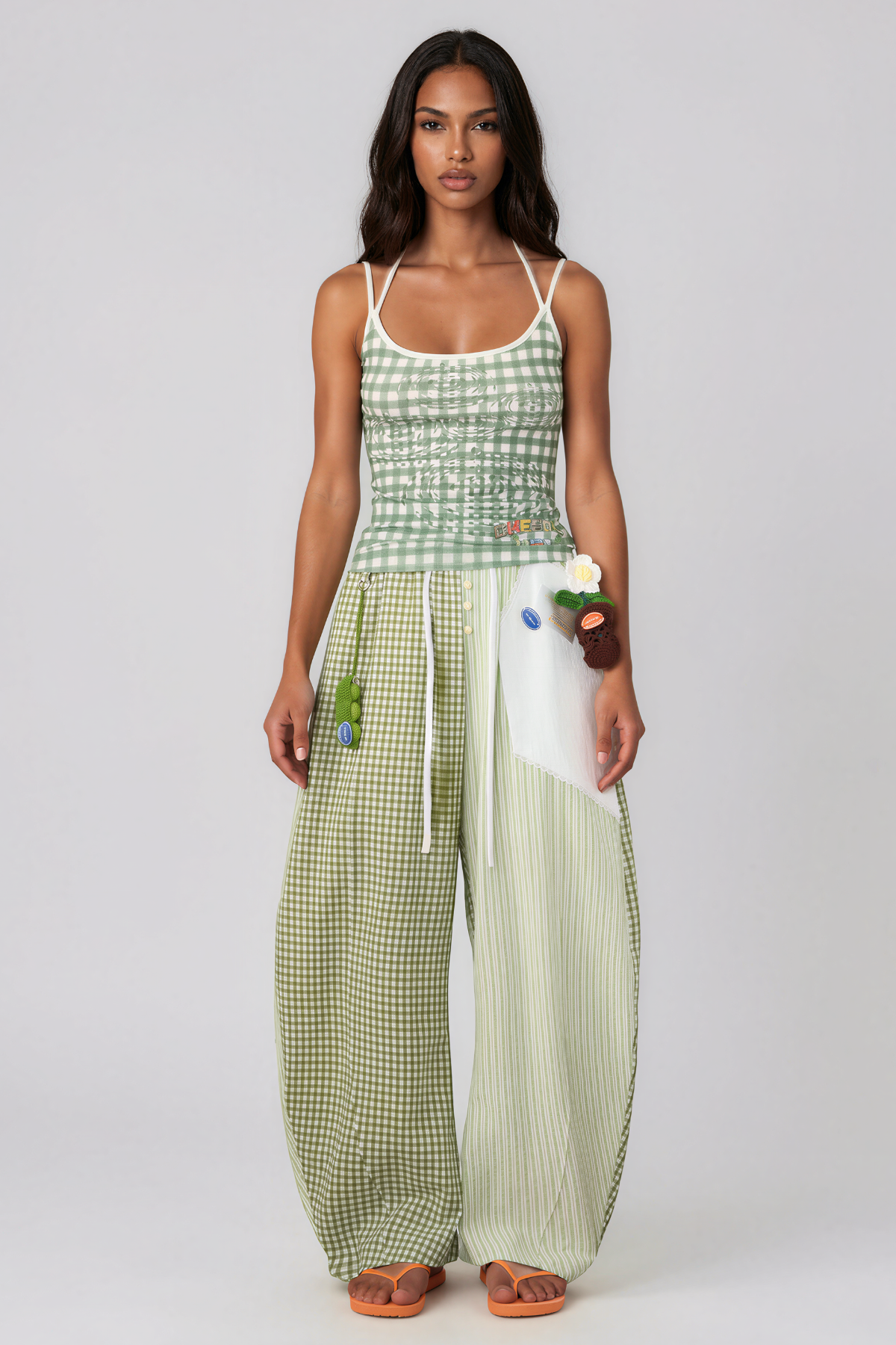 Henrikki Grid Stripe Baggy Pants