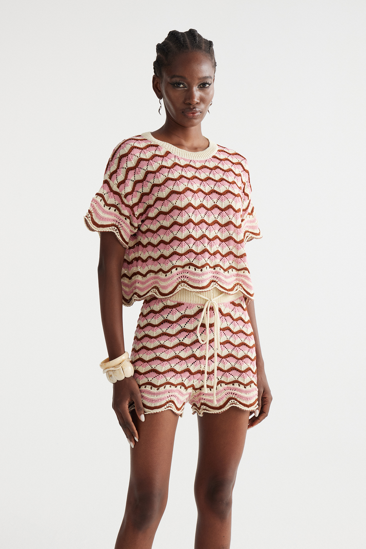 Henry Stripe Knit Shorts Set