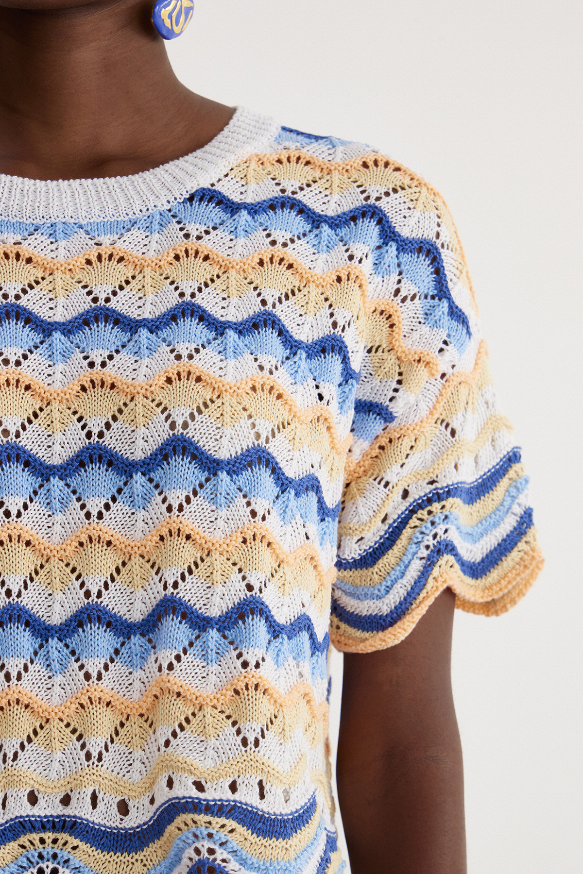 Henry Stripe Knit Shorts Set In Blue