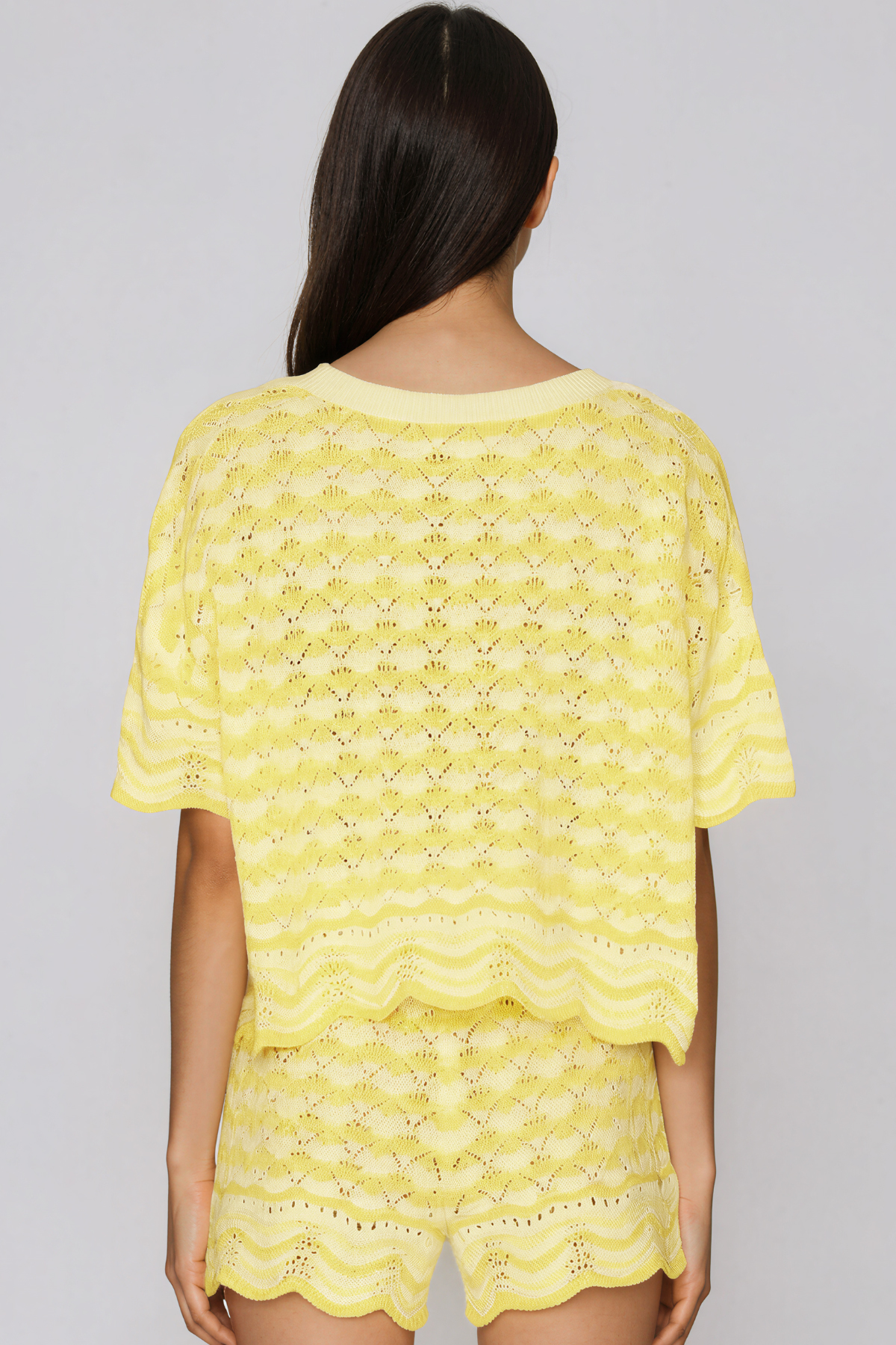 Henry Stripe Knit Shorts Set In Yellow