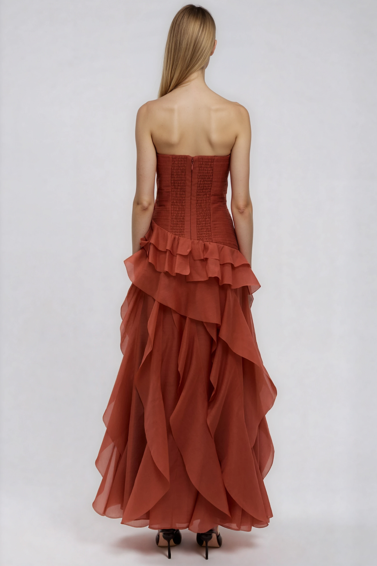 Hephzibah Strapless Ruffle Maxi Dress