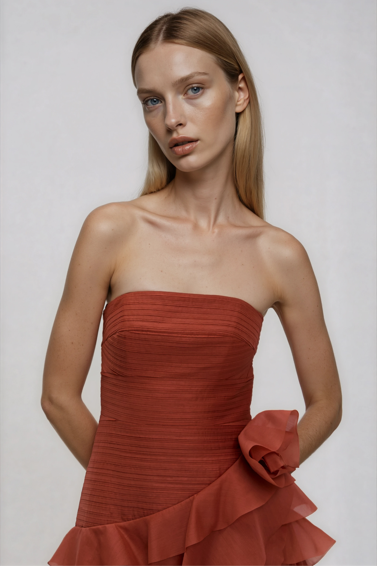 Hephzibah Strapless Ruffle Maxi Dress