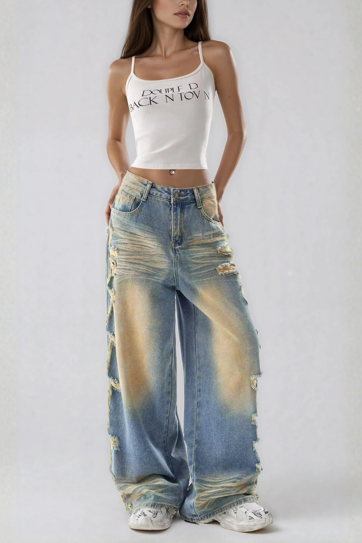 Hereweald Ripped Bleached Jeans