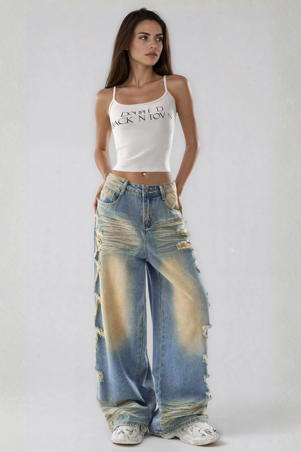 Hereweald Ripped Bleached Jeans