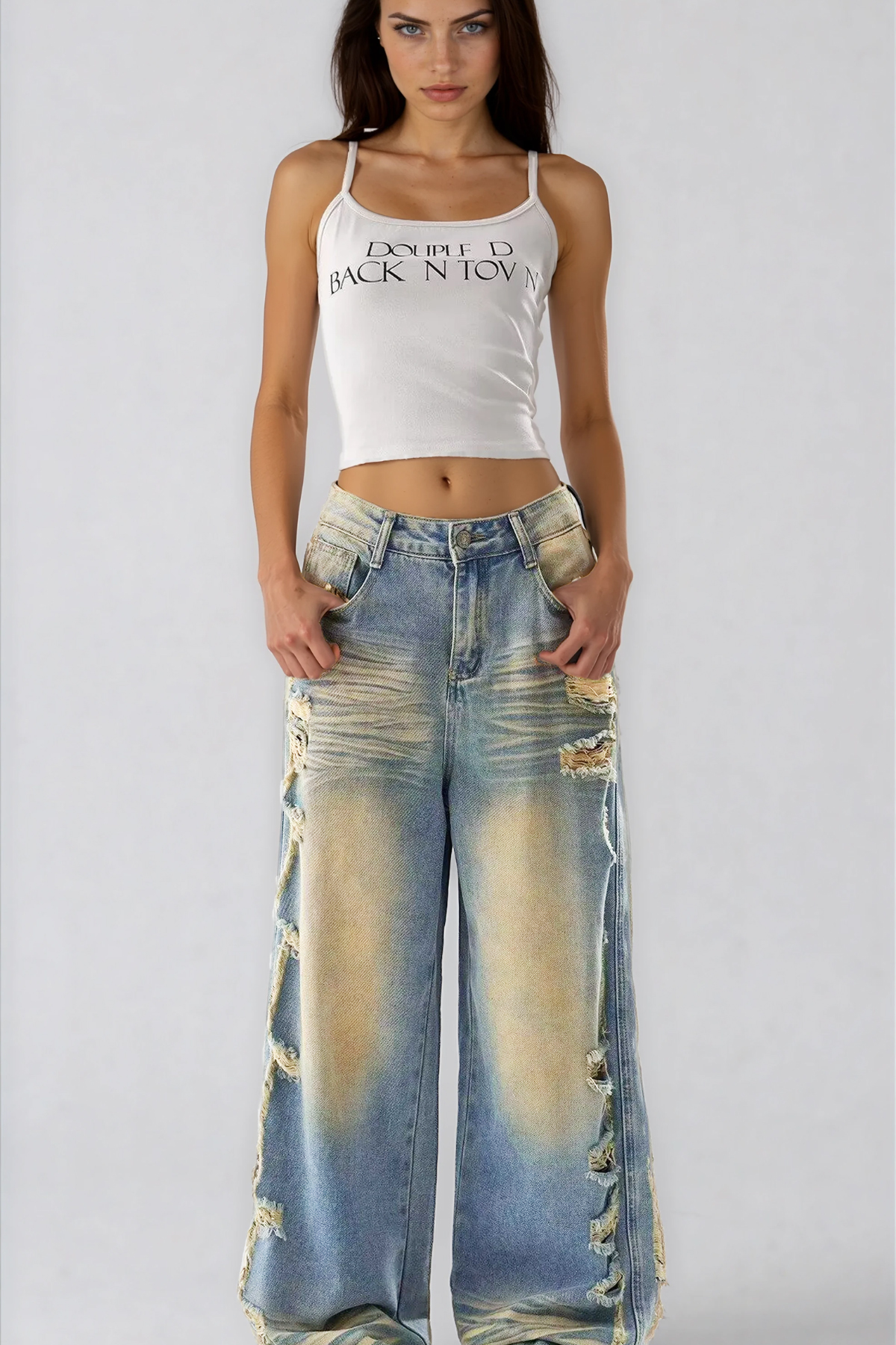 Hereweald Ripped Bleached Jeans