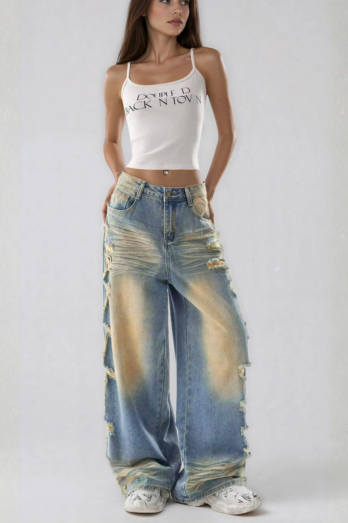 Hereweald Ripped Bleached Jeans