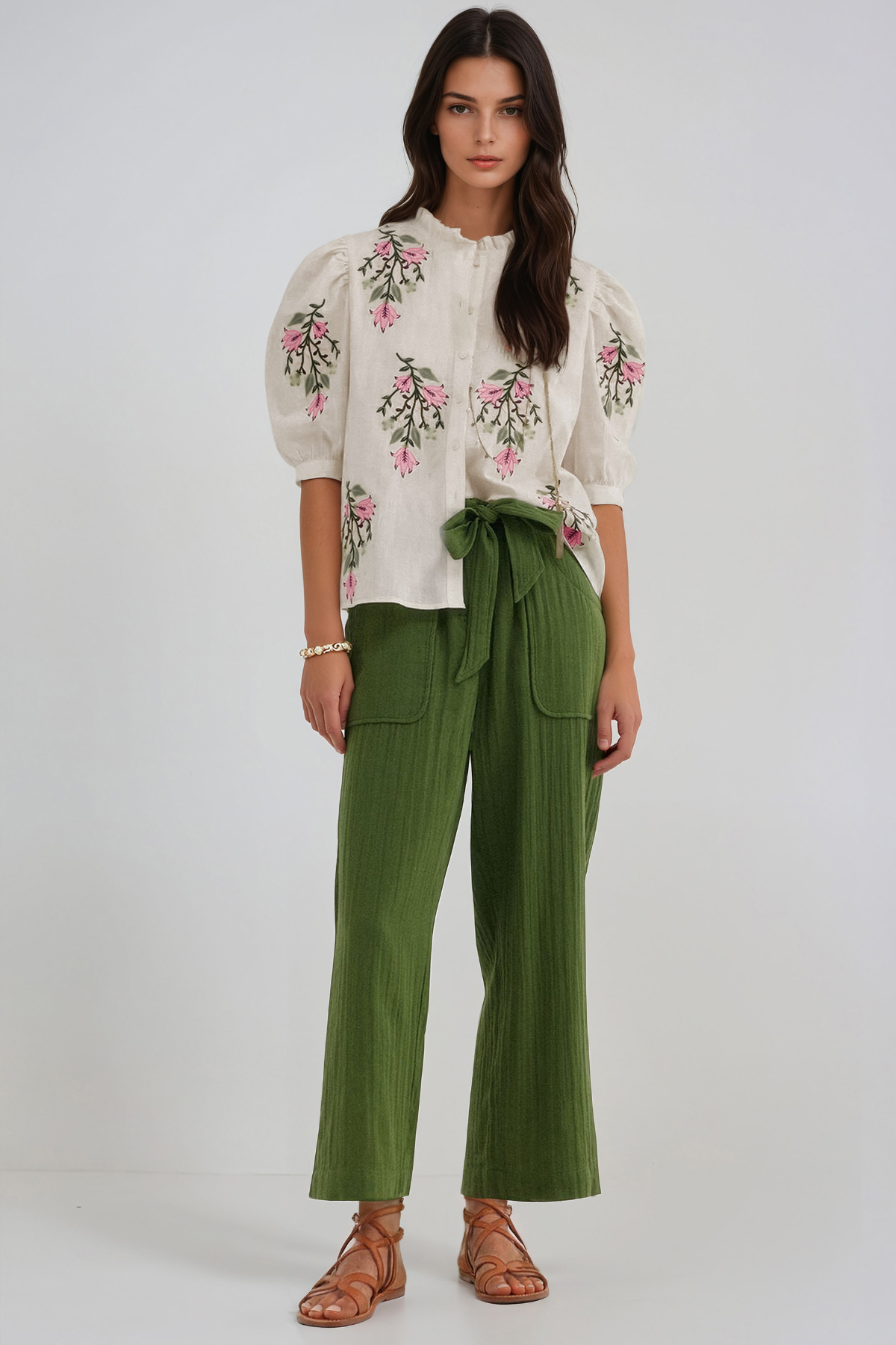 Hermanni Puff Sleeve Embroidered Floral Top
