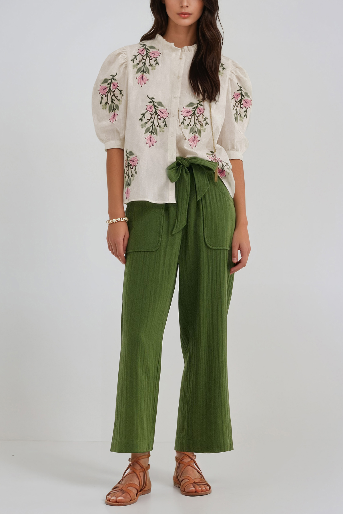 Hermanni Puff Sleeve Embroidered Floral Top