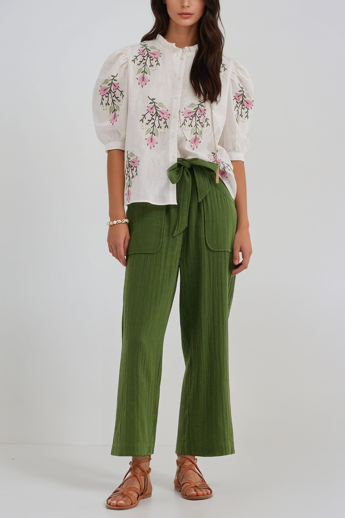 Hermanni Puff Sleeve Embroidered Floral Top