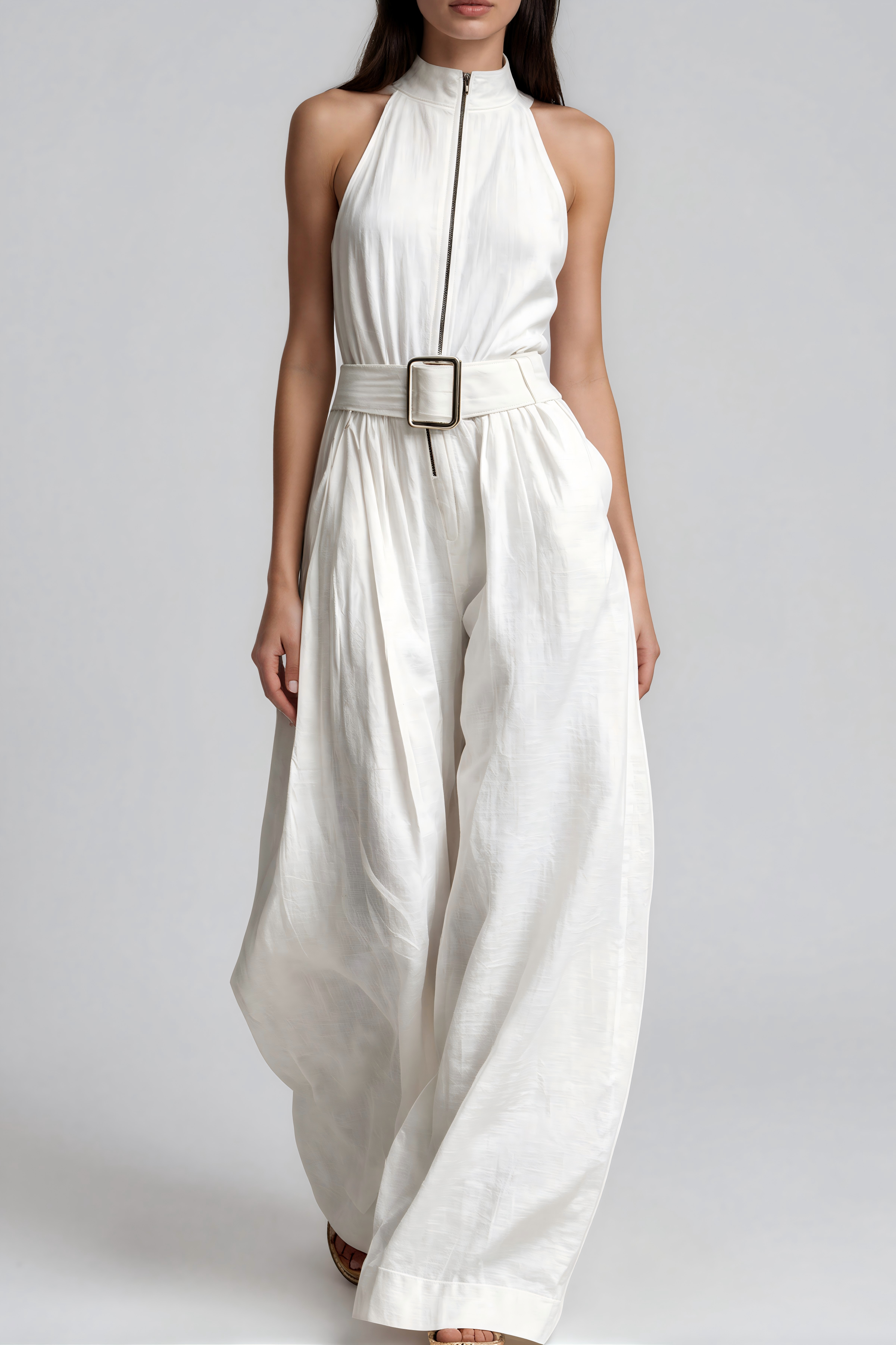 Hermanus Halter Neck Ruch Belt Jumpsuit