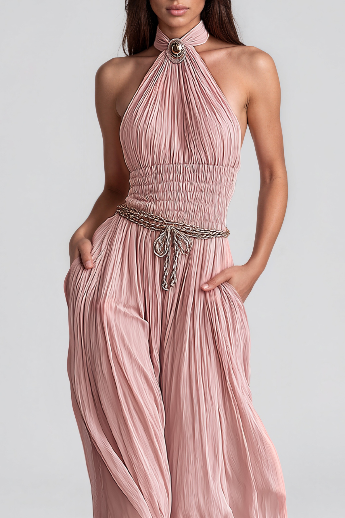 Hermanus Halter Neck Ruch Jumpsuit