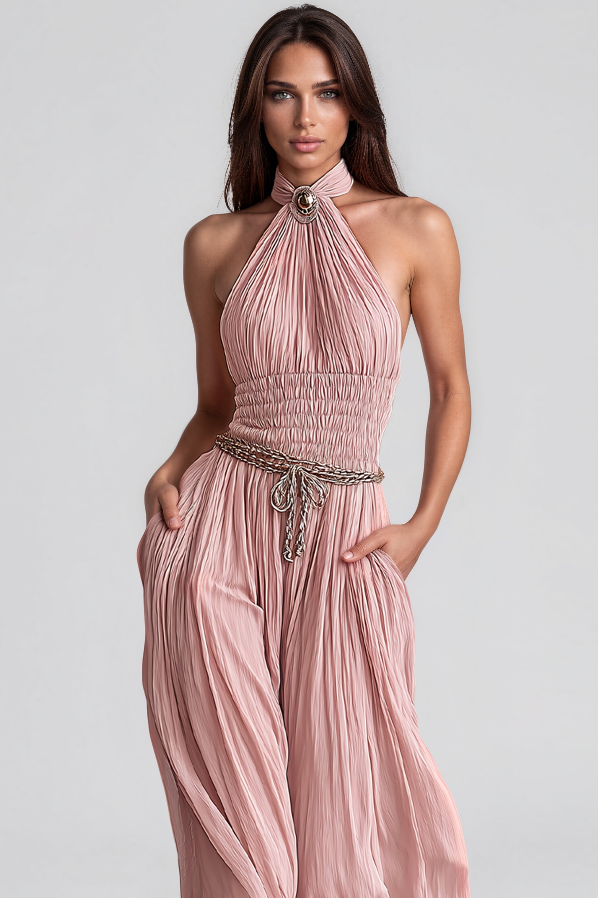 Hermanus Halter Neck Ruch Jumpsuit