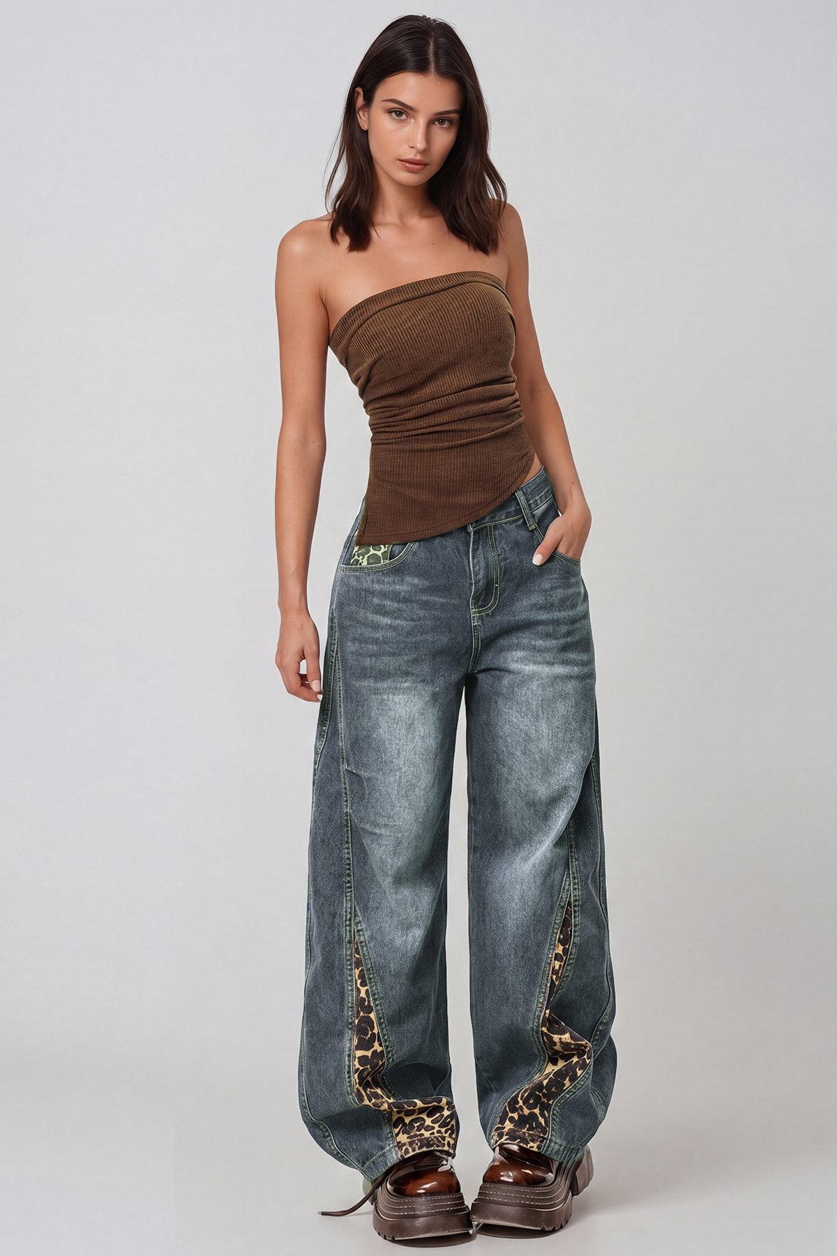 Herminia Leopard Deconstruct Jeans