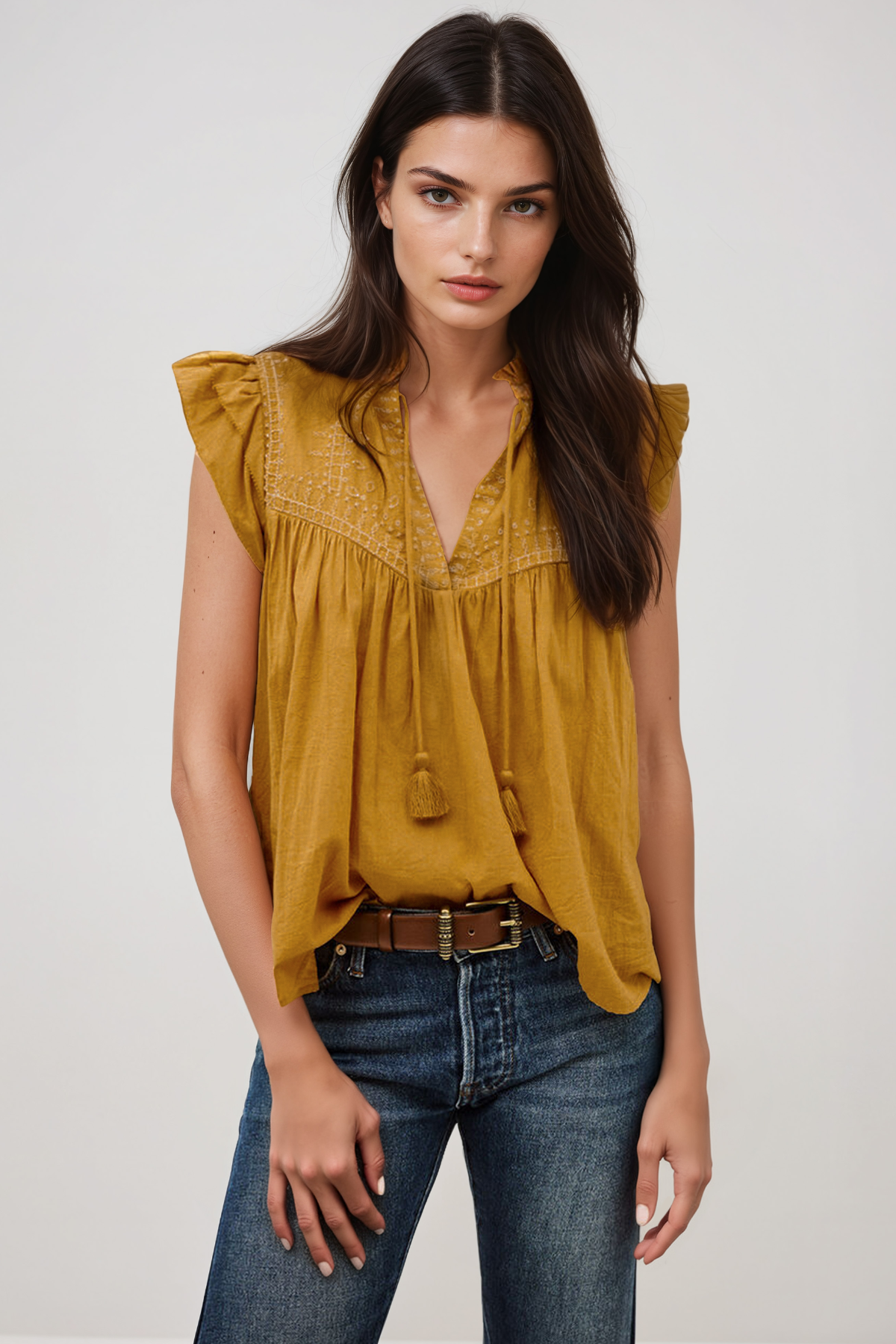 Hermogenes Ruch Embroidered Top In Yellow