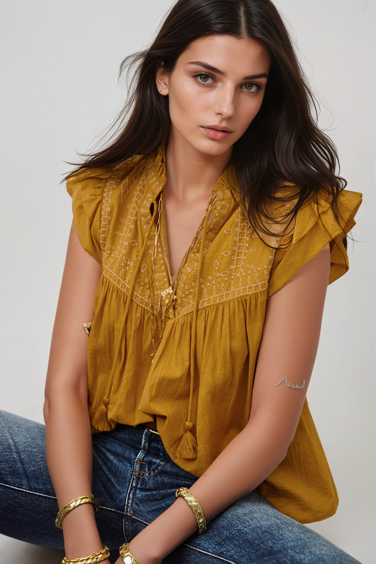 Hermogenes Ruch Embroidered Top In Yellow