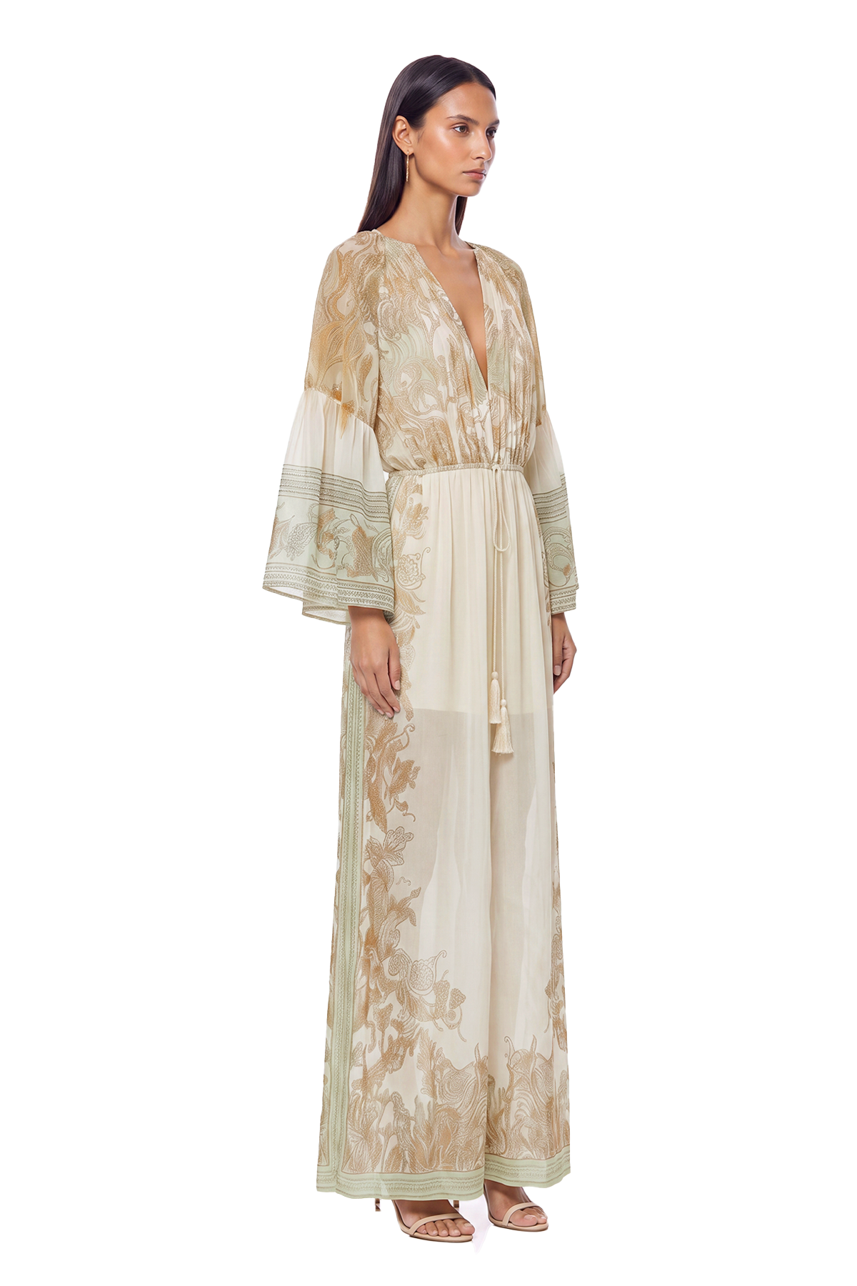 Hermokrates V Neck Ruch Floral Jumpsuit