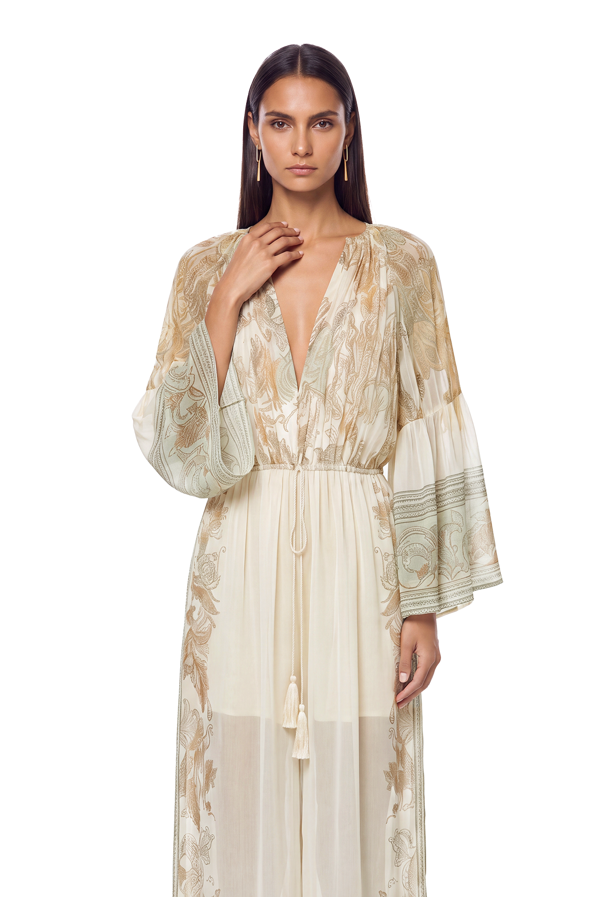 Hermokrates V Neck Ruch Floral Jumpsuit