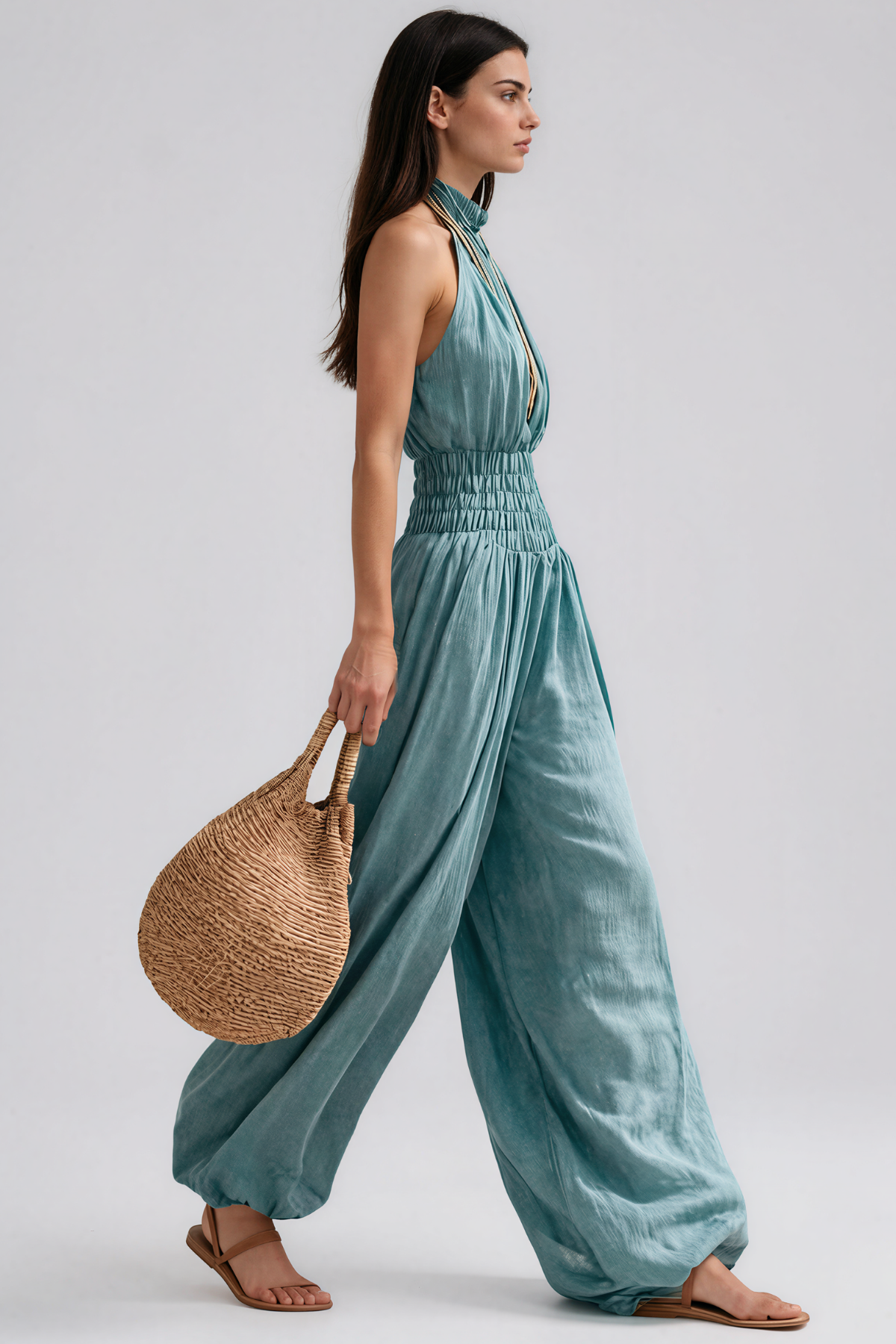 Hermolaos Sleeveless Ruch Jumpsuit
