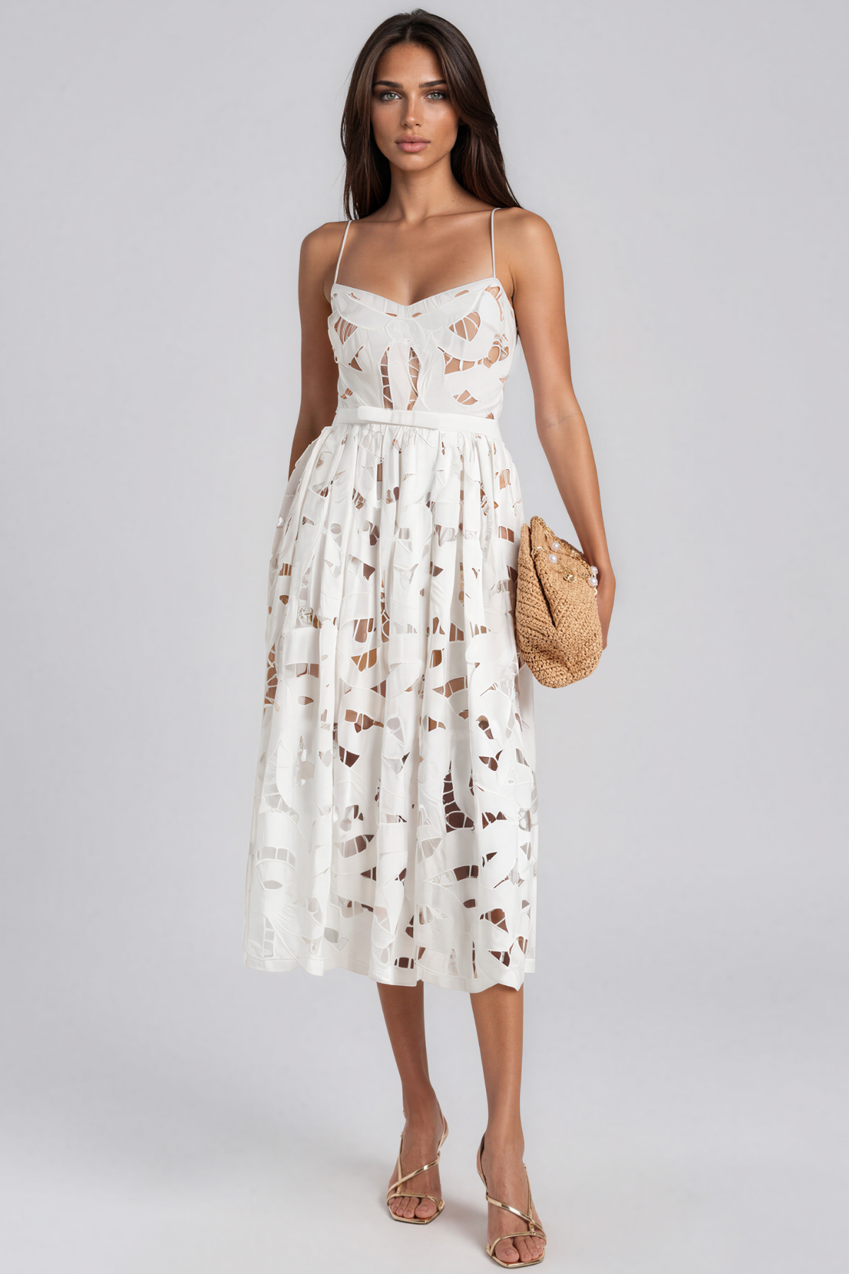 Hernando Spaghetti Cutout Embroidered Maxi Dress