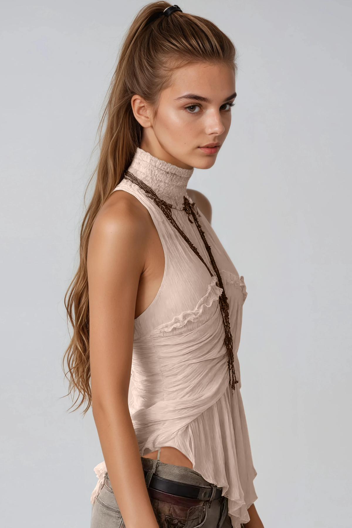 Herodion High Neck Mesh Top