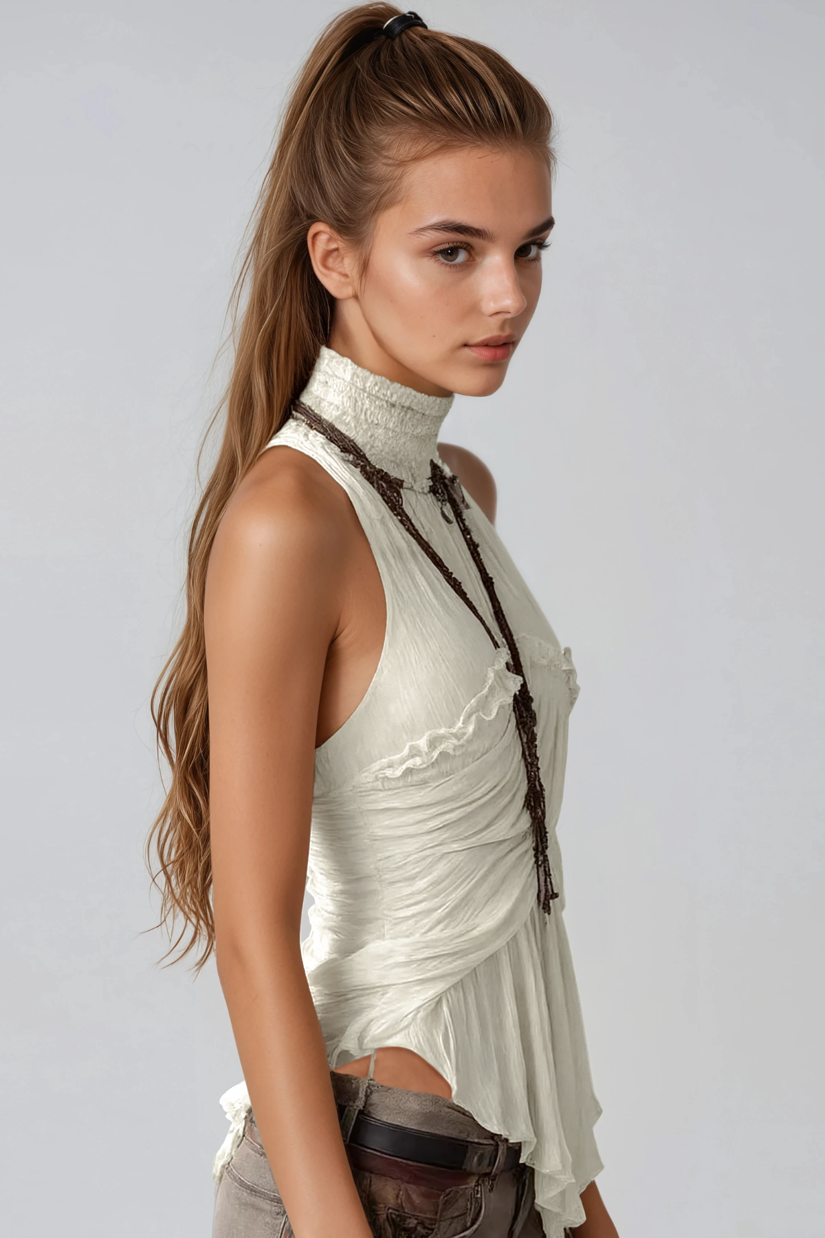 Herodion High Neck Mesh Top