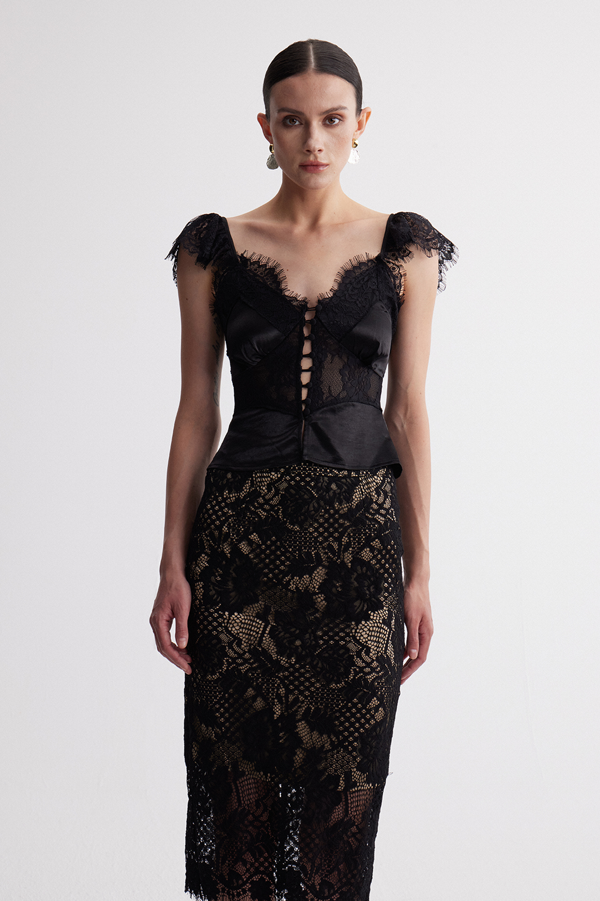 Herut Satin Lace Top