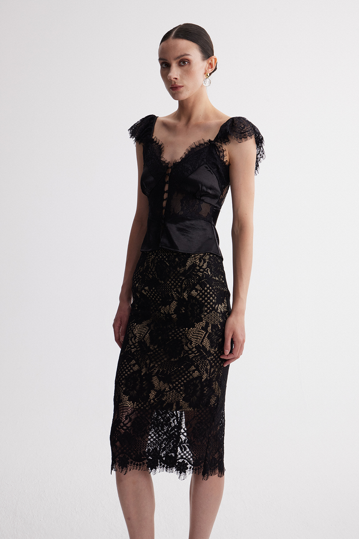 Herut Satin Lace Top