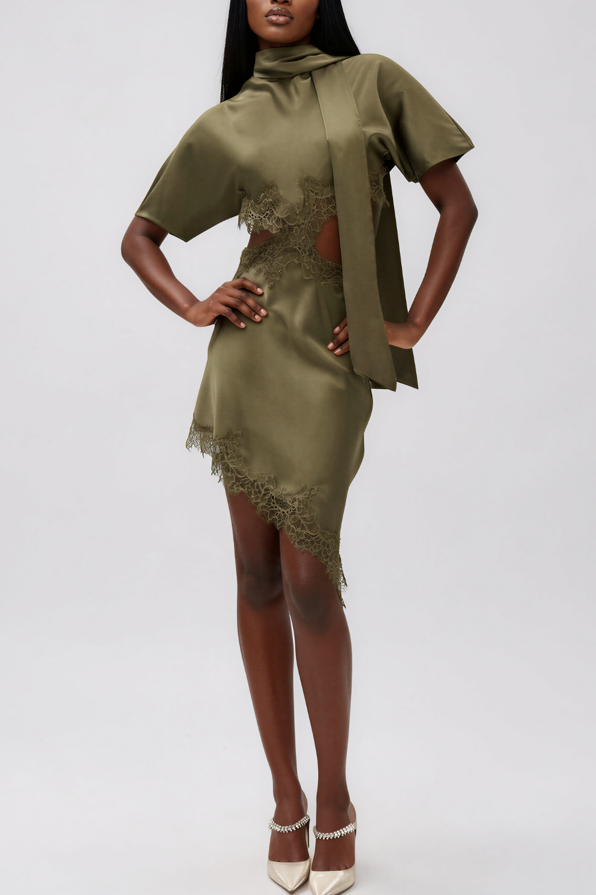 Hiwot Cutout Satin Mini Dress