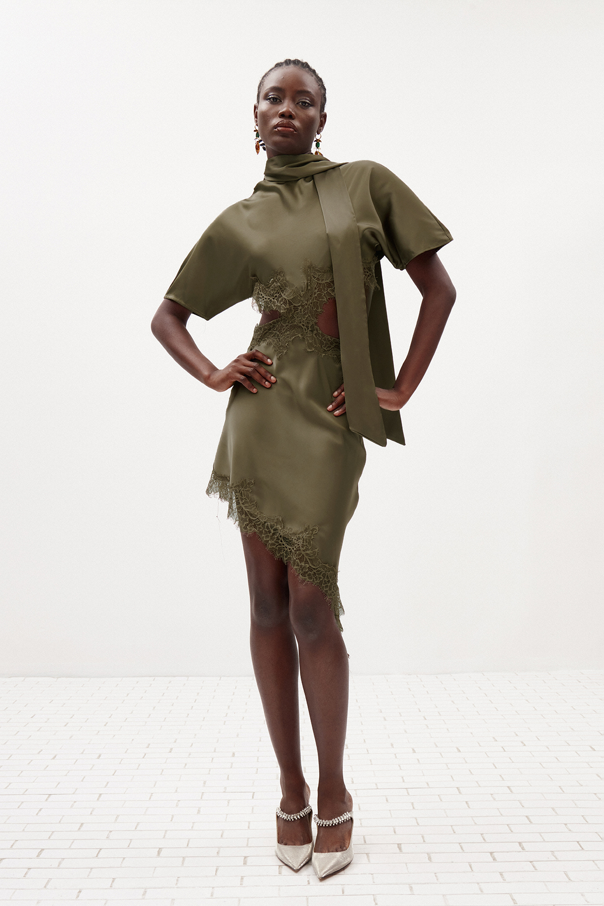 Hiwot Cutout Satin Mini Dress