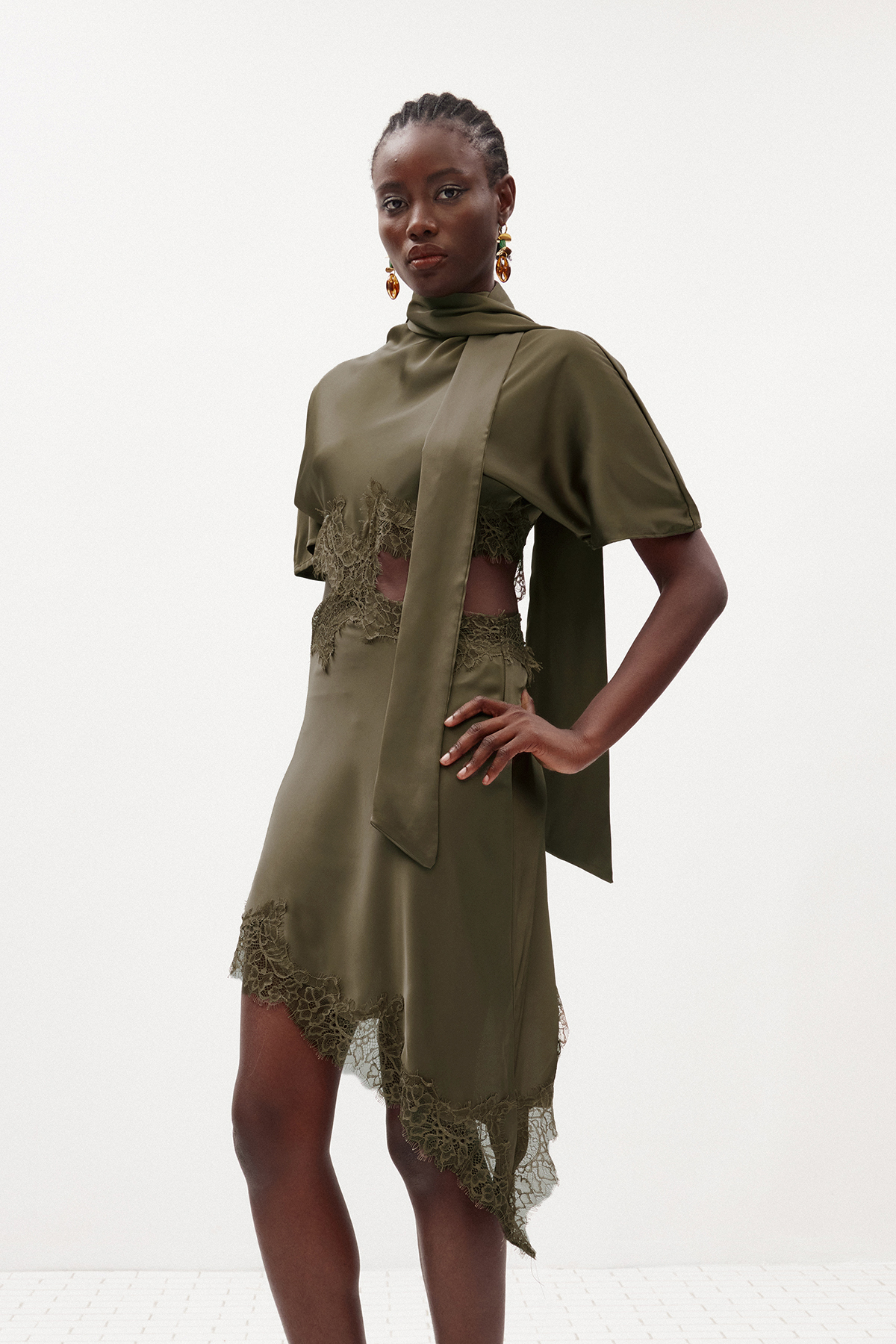 Hiwot Cutout Satin Mini Dress
