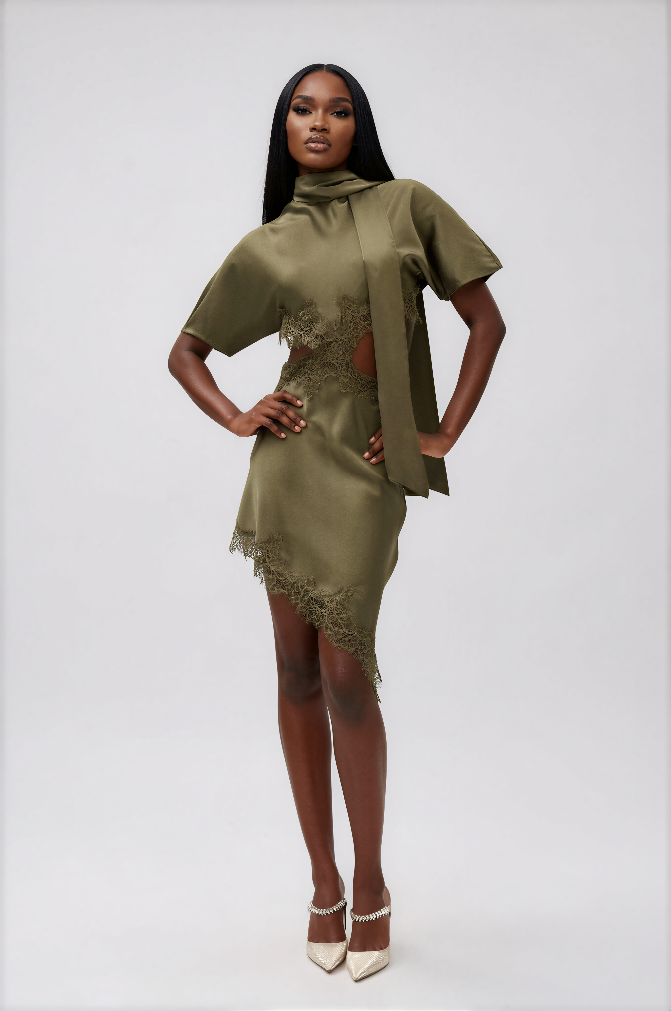 Hiwot Cutout Satin Mini Dress