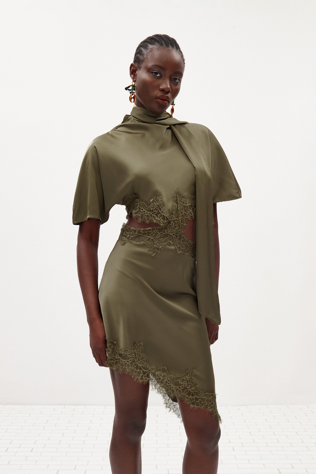 Hiwot Cutout Satin Mini Dress