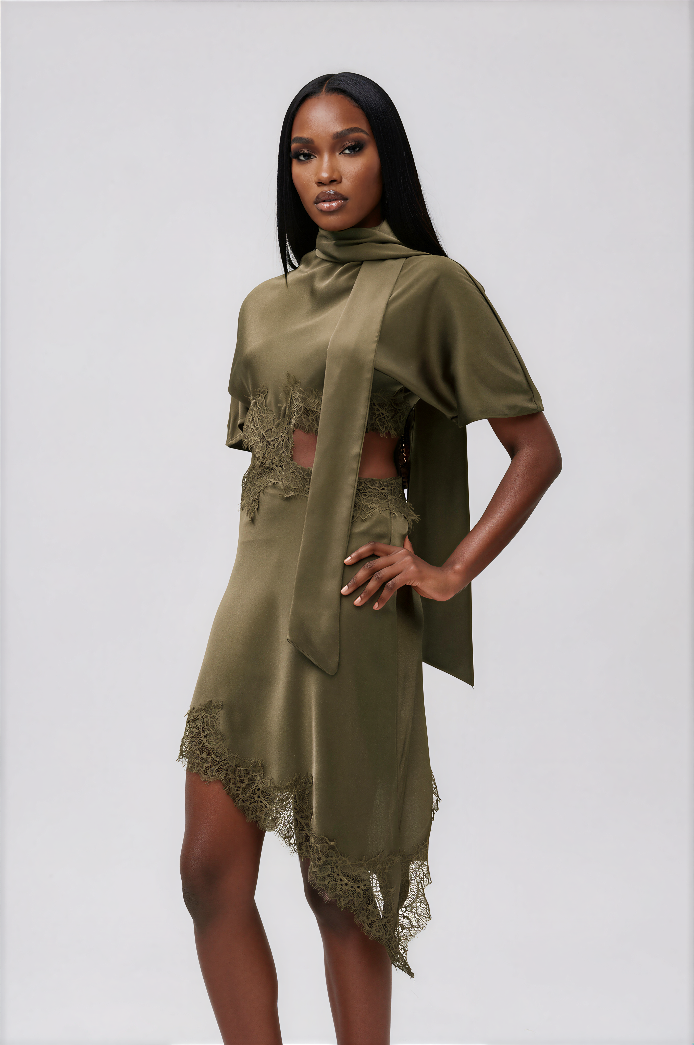 Hiwot Cutout Satin Mini Dress