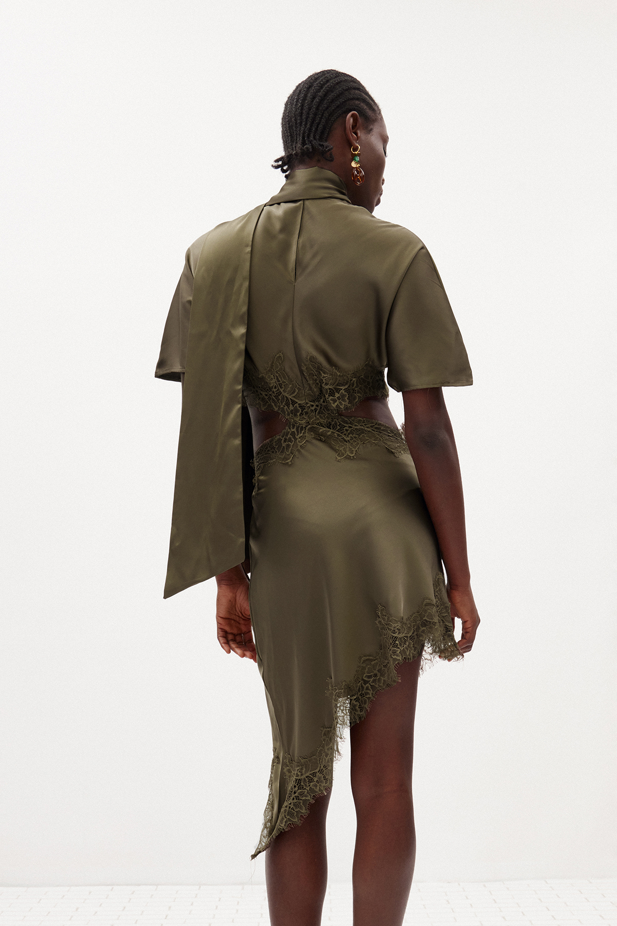 Hiwot Cutout Satin Mini Dress