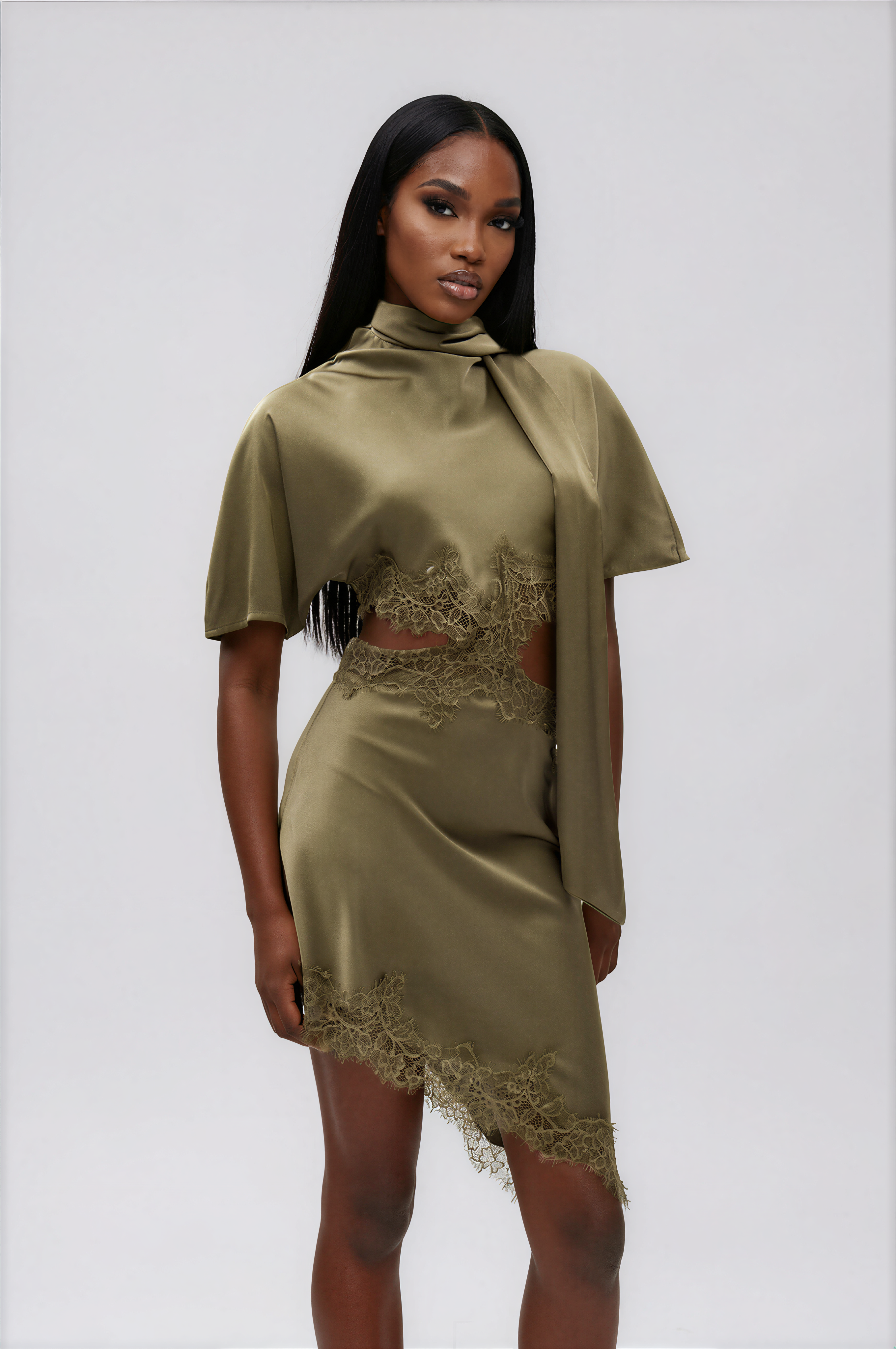 Hiwot Cutout Satin Mini Dress
