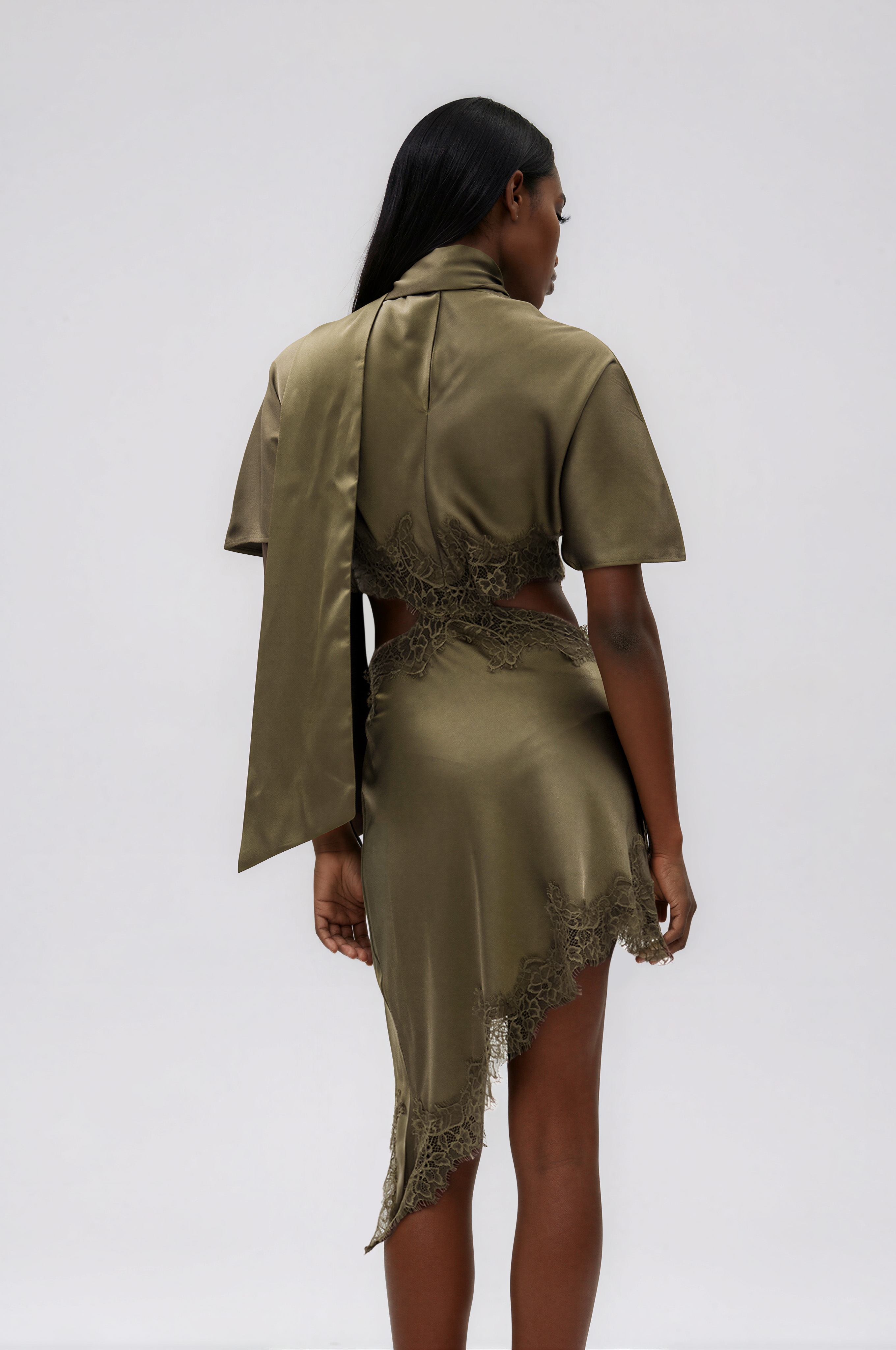 Hiwot Cutout Satin Mini Dress