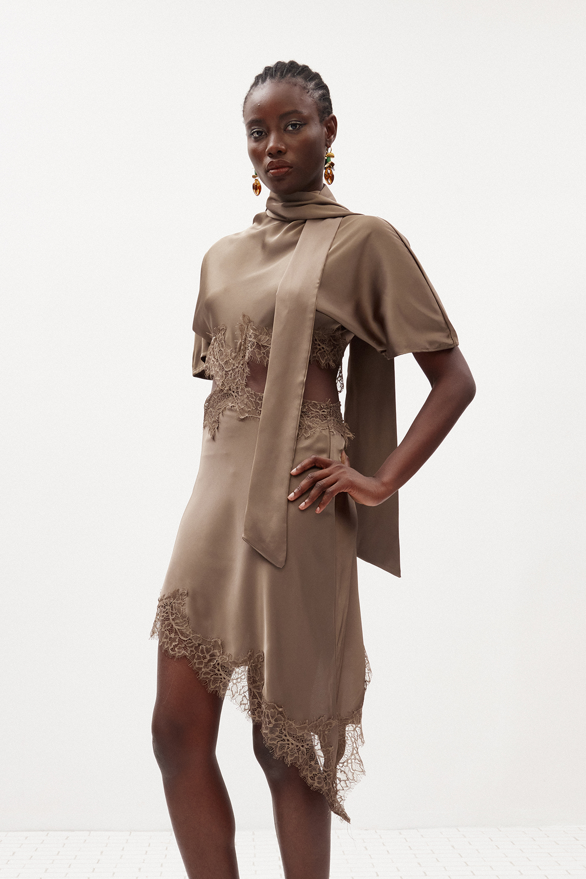 Hiwot Cutout Satin Mini Dress