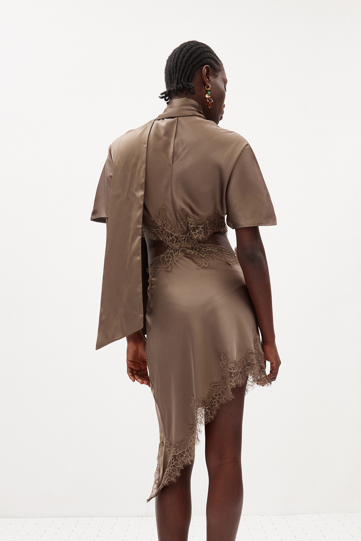 Hiwot Cutout Satin Mini Dress