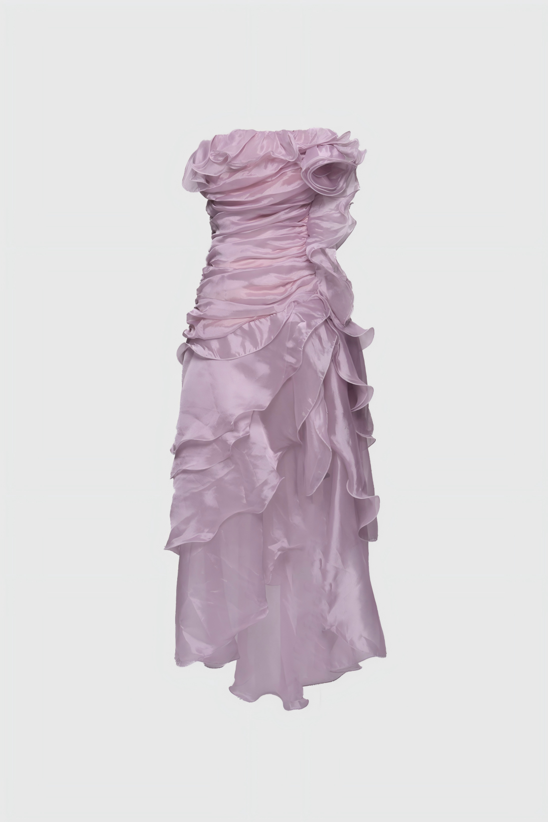 Elizabet Flower Ruch Ruffle Maxi Dress