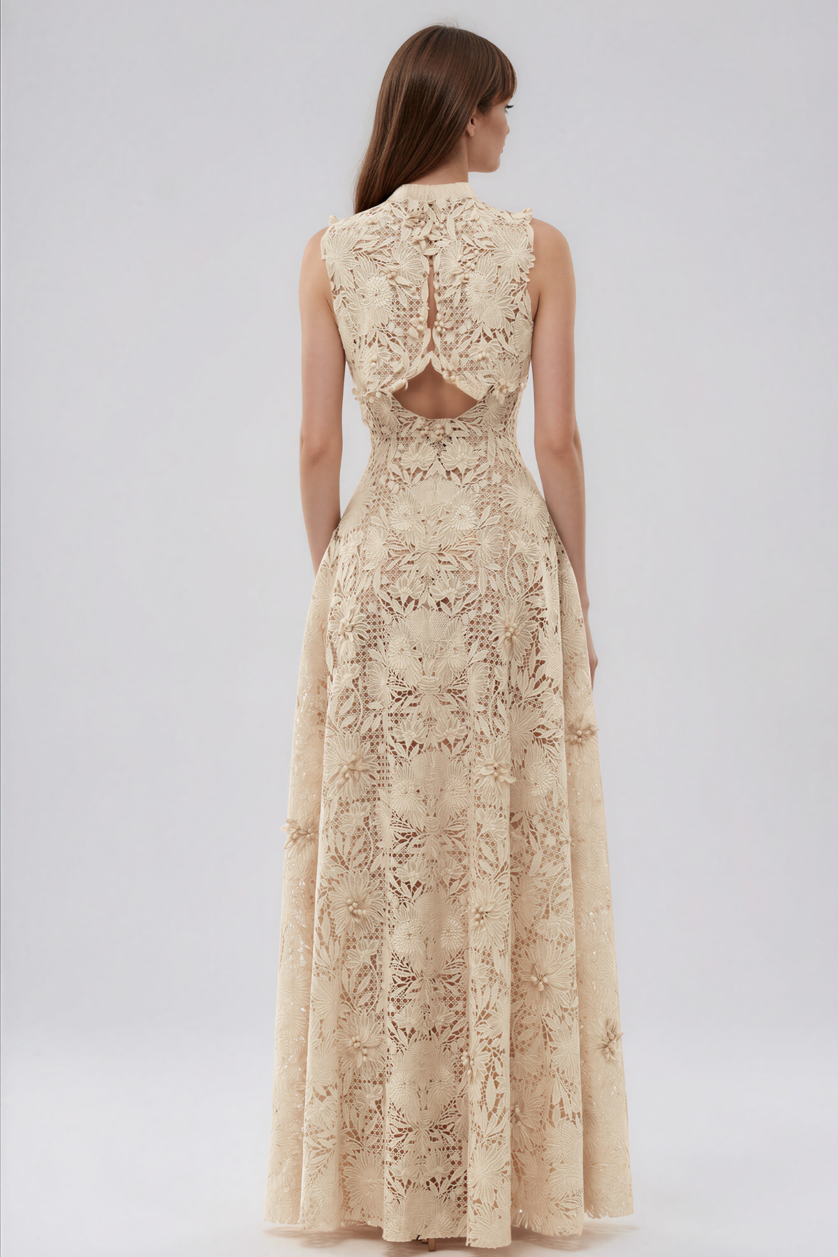 Kahale Sleeveless Floral Lace Maxi Dress