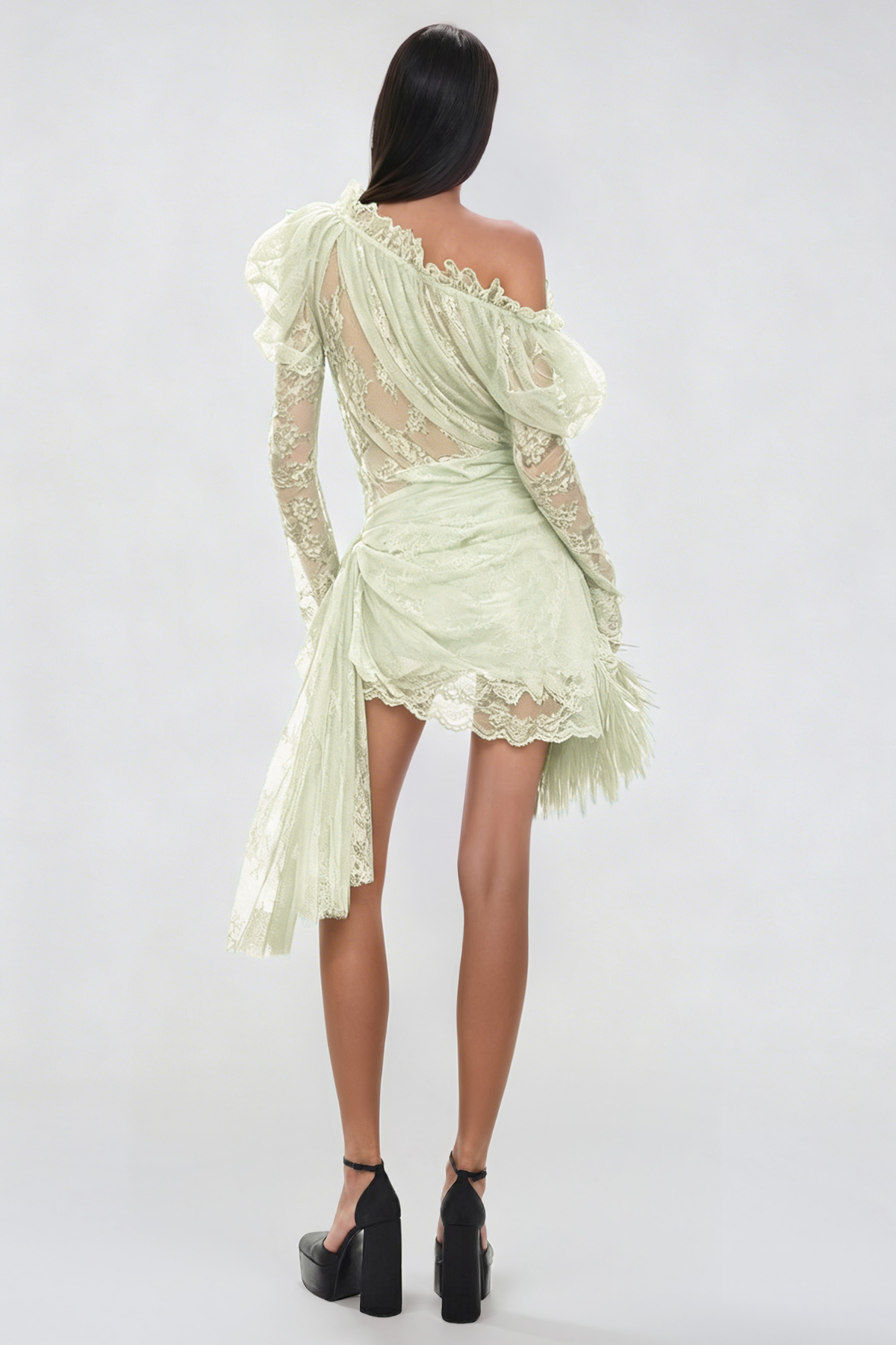 Hjalmar One Shoulder Twist Lace Mini Dress