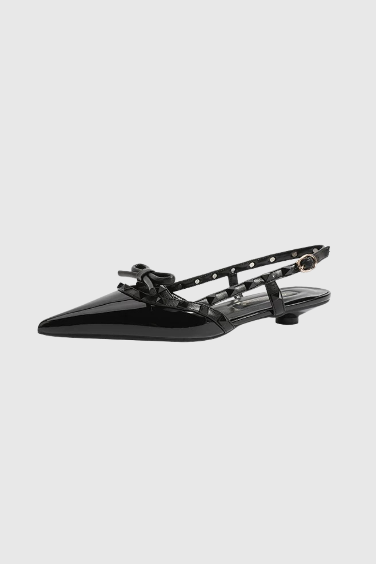 Alpha Studded Bow Flats In Black