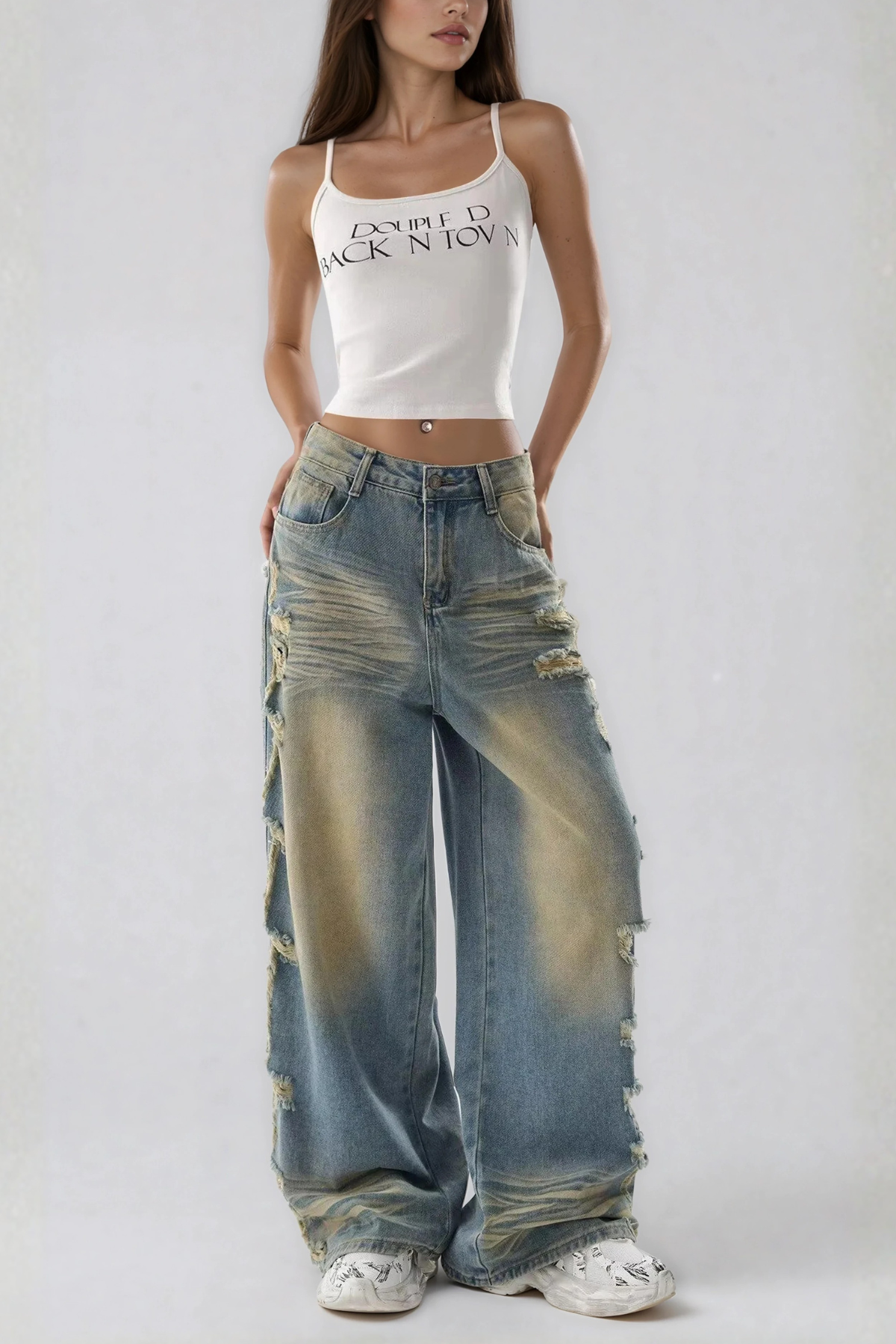 Hereweald Ripped Bleached Jeans