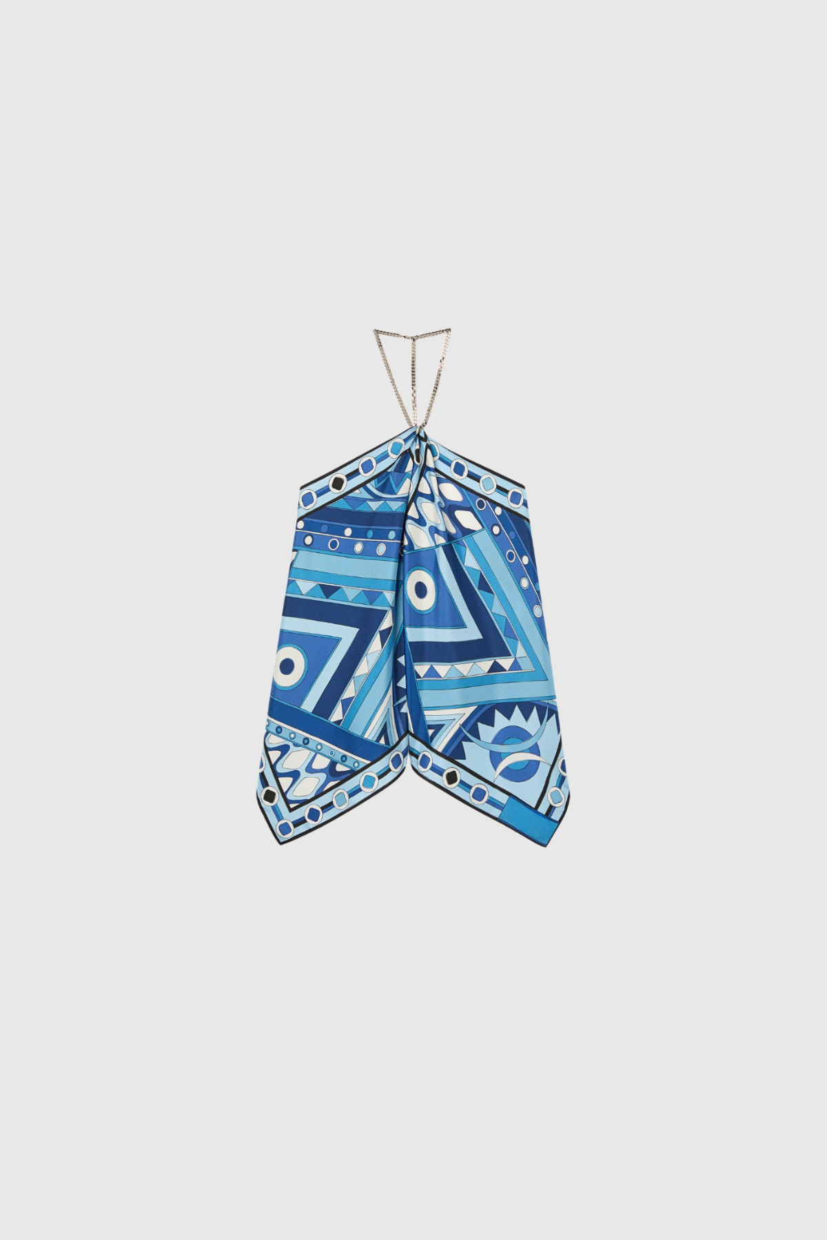 Hardmod Halter Neck Print Top In Blue