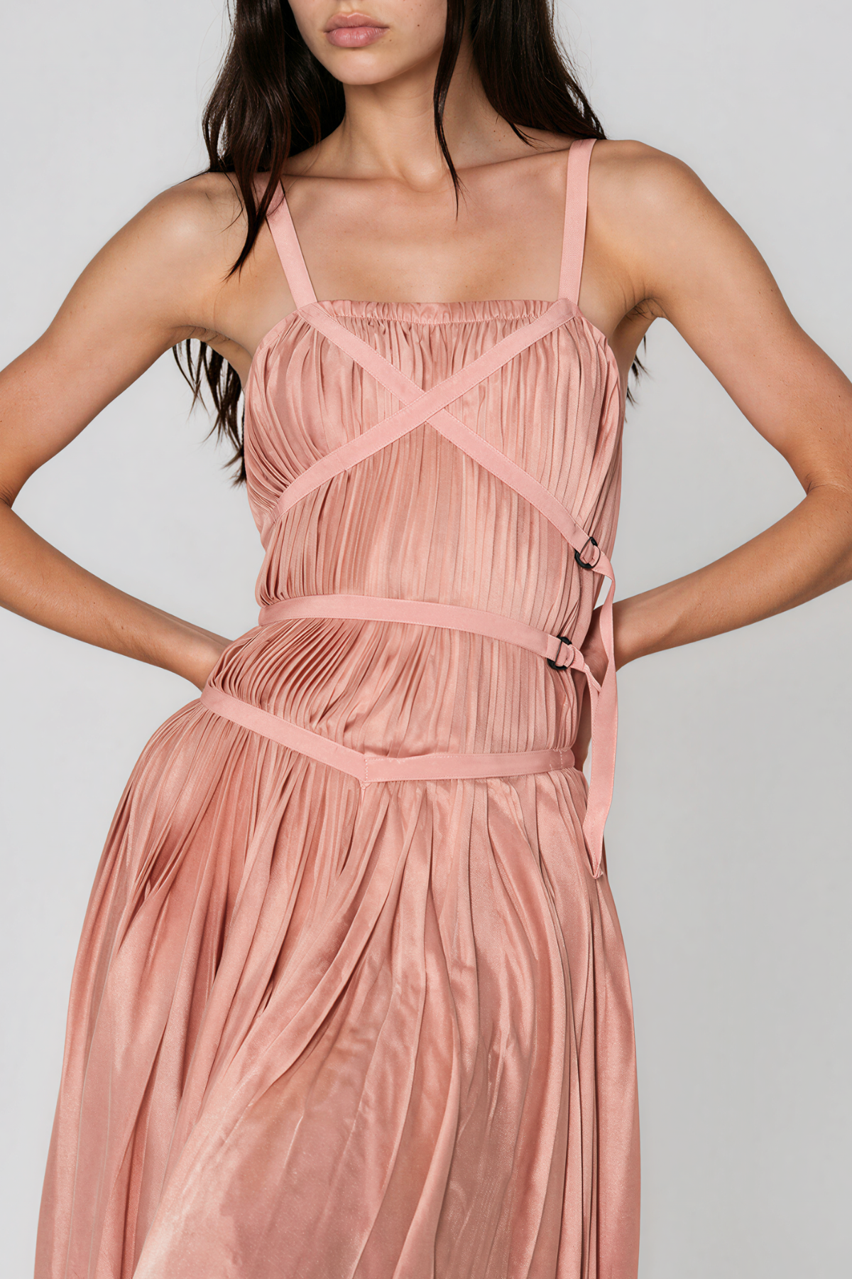 Kendahl Spaghetti Ruch Midi Dress