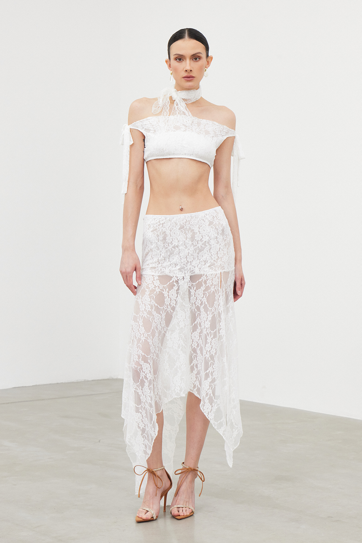 Iacob Crop Lace Skirt Set